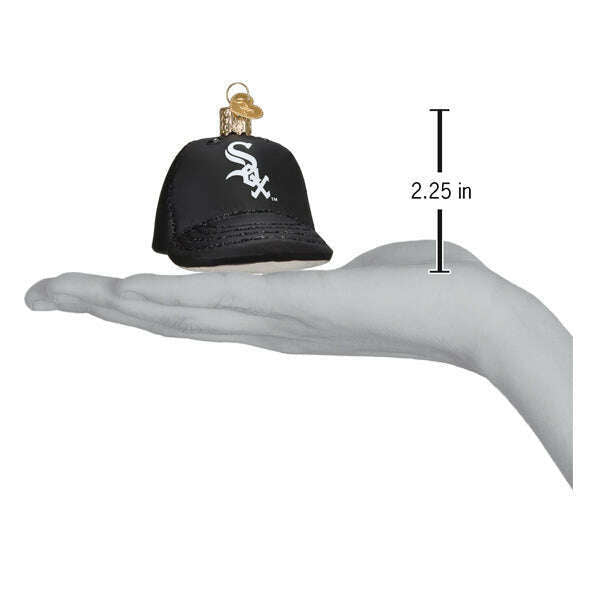 Old World Christmas White Sox Baseball Cap Blown Glass Ornament