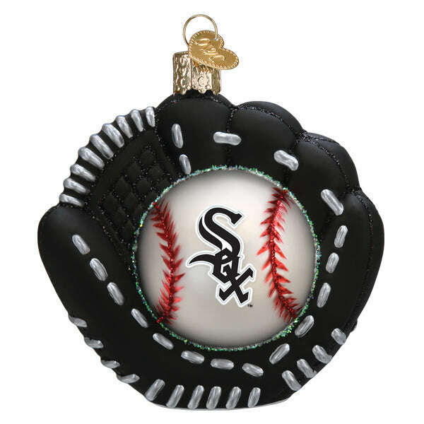 Old World Christmas White Sox Baseball Mitt Blown Glass Ornament