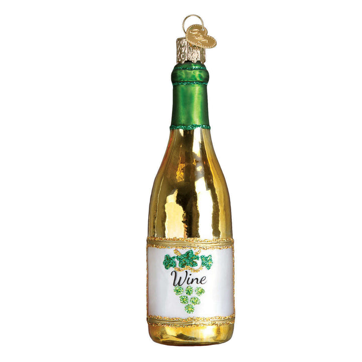 Old World Christmas White Wine Bottle Blown Glass Ornament