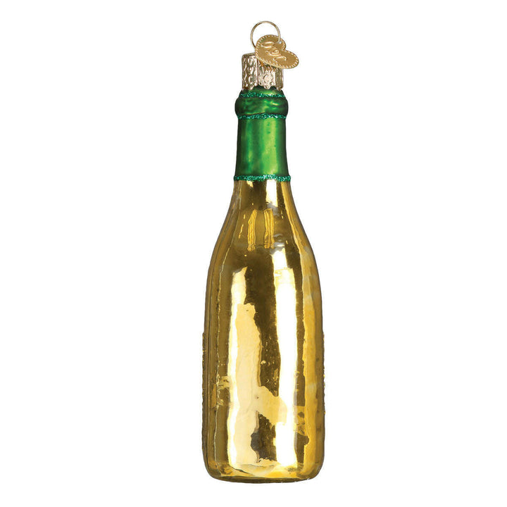 Old World Christmas White Wine Bottle Blown Glass Ornament