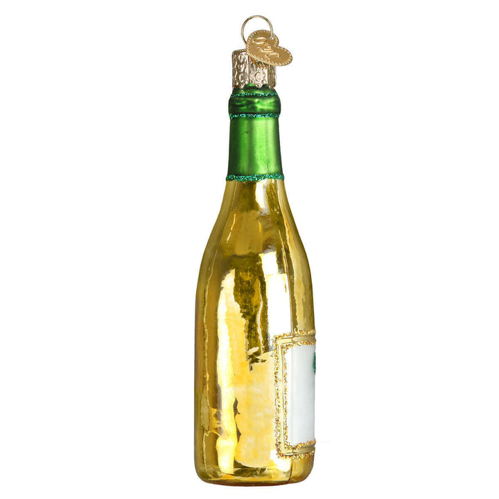 Old World Christmas White Wine Bottle Blown Glass Ornament