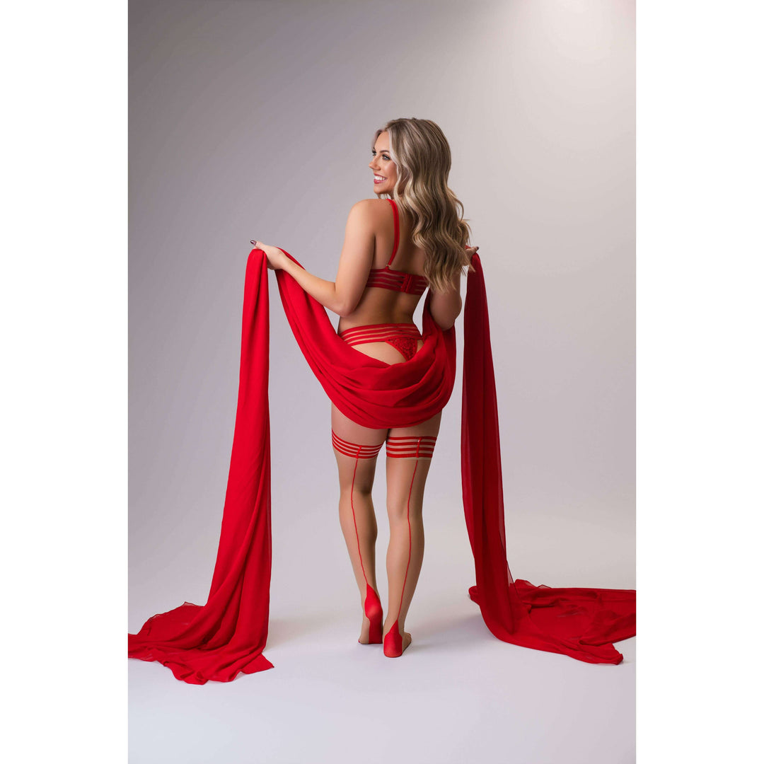 Whitney: Red Back Seam Thigh Highs- Classy With A Little Sassy. Petite to Plus Size