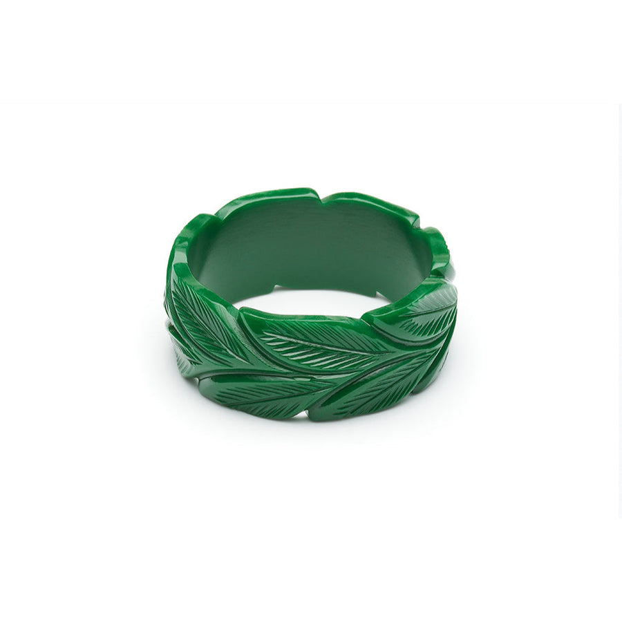 Wide Forest Heavy Carve Fakelite Bangle by Splendette 