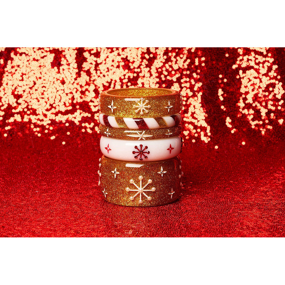 Wide Gold Glitter Snowflake Bangle by Splendette image 2