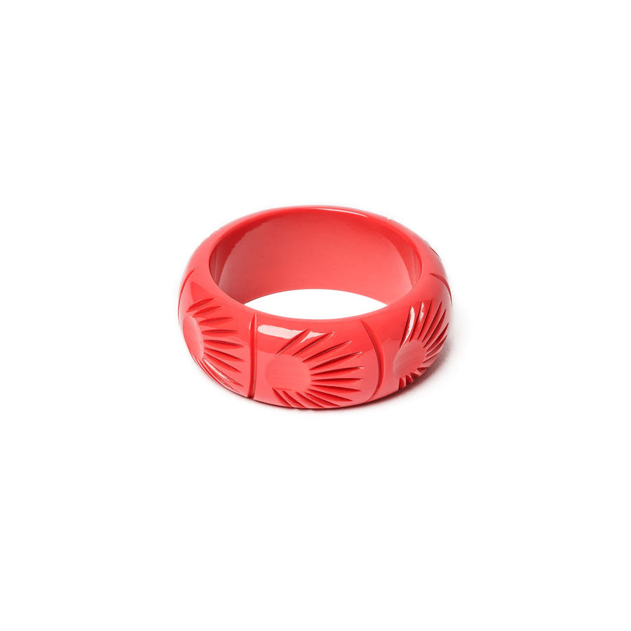 Wide Hibiscus Heavy Carve Bangle by Splendette 