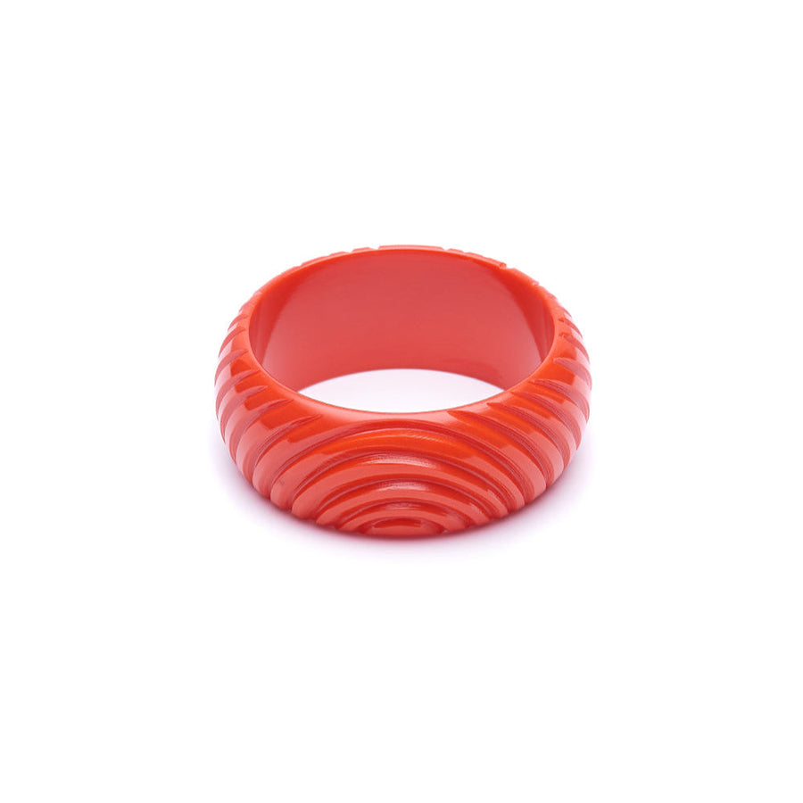 Wide Papaya Heavy Carve Fakelite Bangle by Splendette 