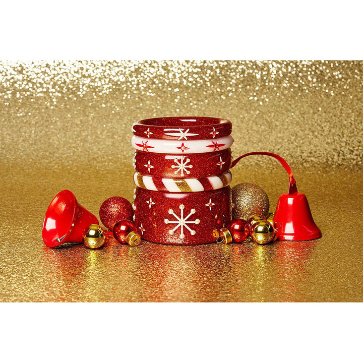 Wide Red Glitter Snowflake Bangle by Splendette image 2