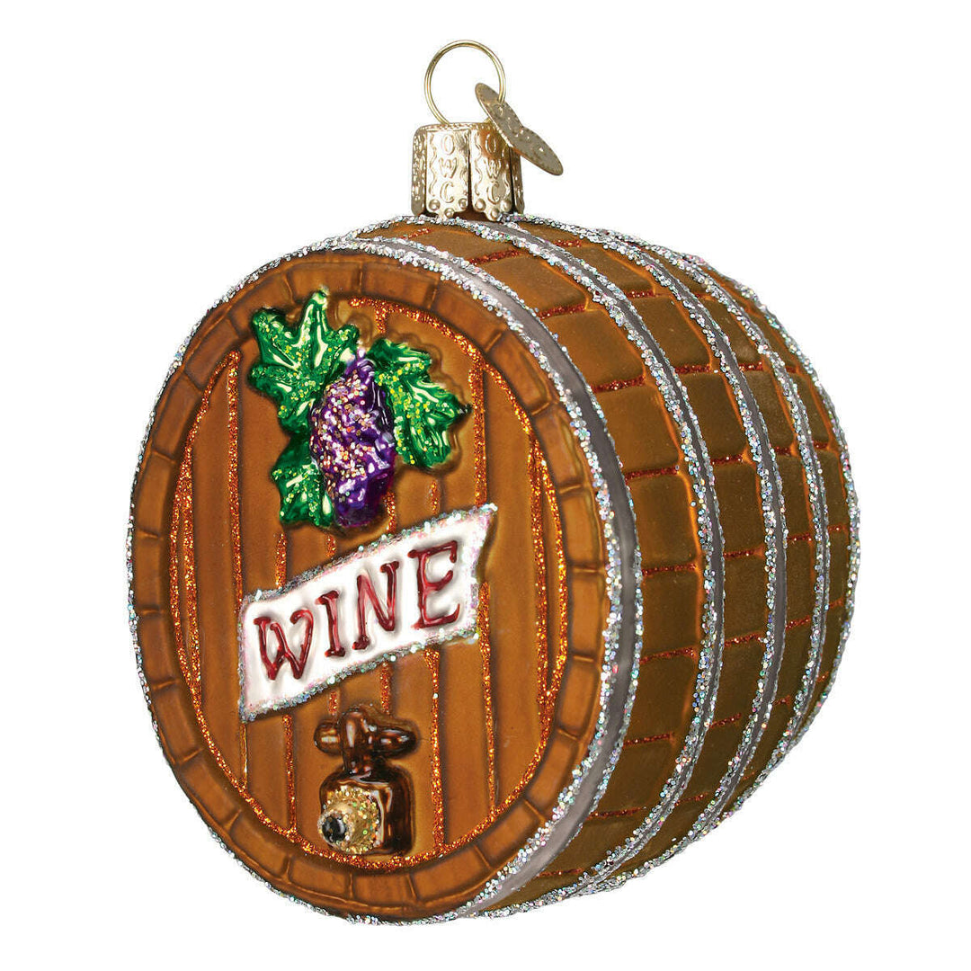 Old World Christmas Wine Barrel Blown Glass Ornament