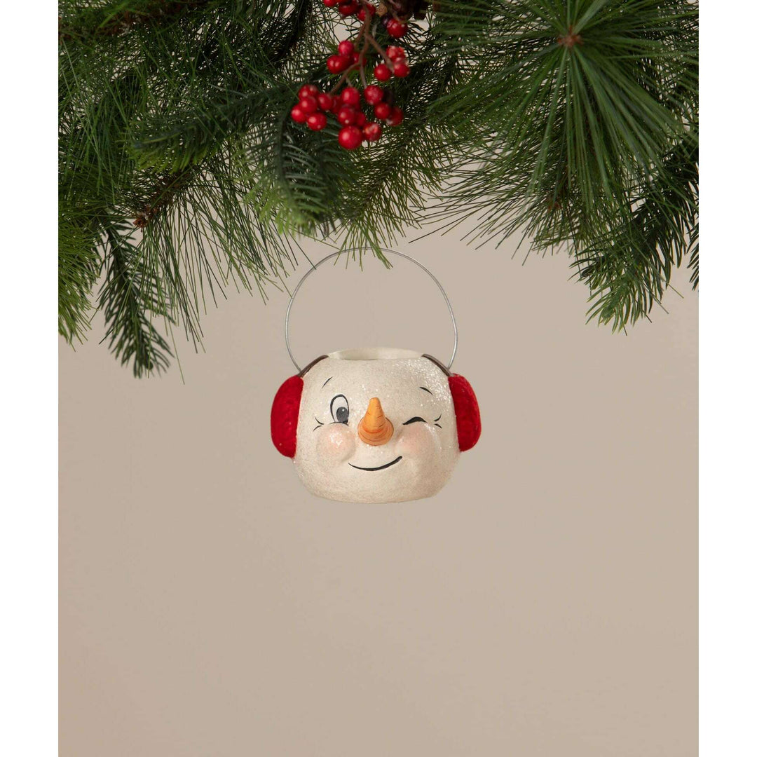 Winking Snowman Bucket by Bethany Lowe Designs, christmas decor
