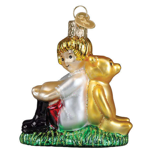 Old World Christmas Winnie and Christopher Robin Blown Glass Ornament