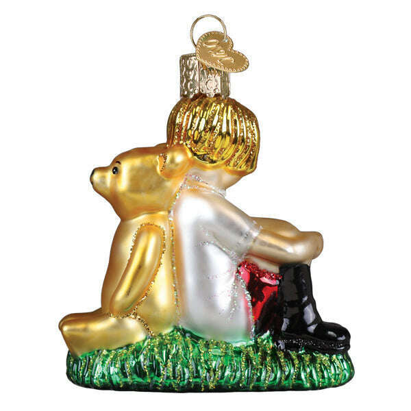 Old World Christmas Winnie and Christopher Robin Blown Glass Ornament