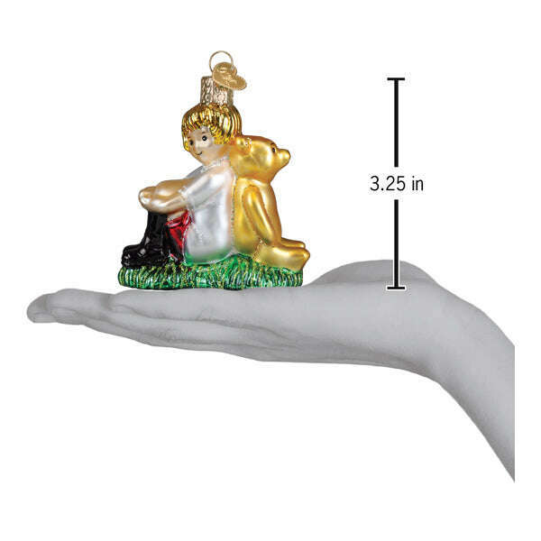 Old World Christmas Winnie and Christopher Robin Blown Glass Ornament