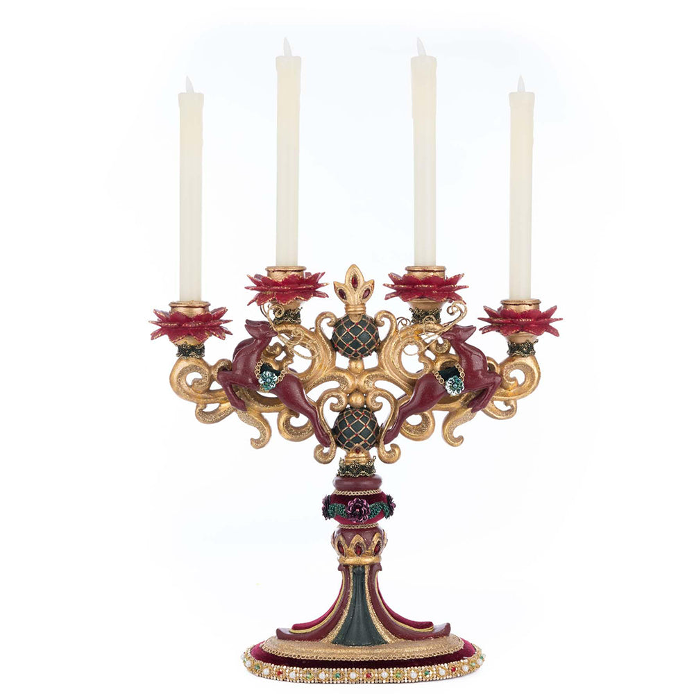 Winter Balsam and Berry Candelabra with Deer by Katherine's Collection image