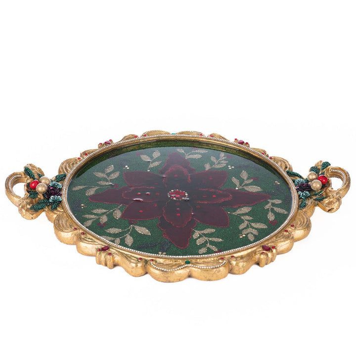 Winter Balsam and Berry Poinsettia Tray by Katherine's Collection image