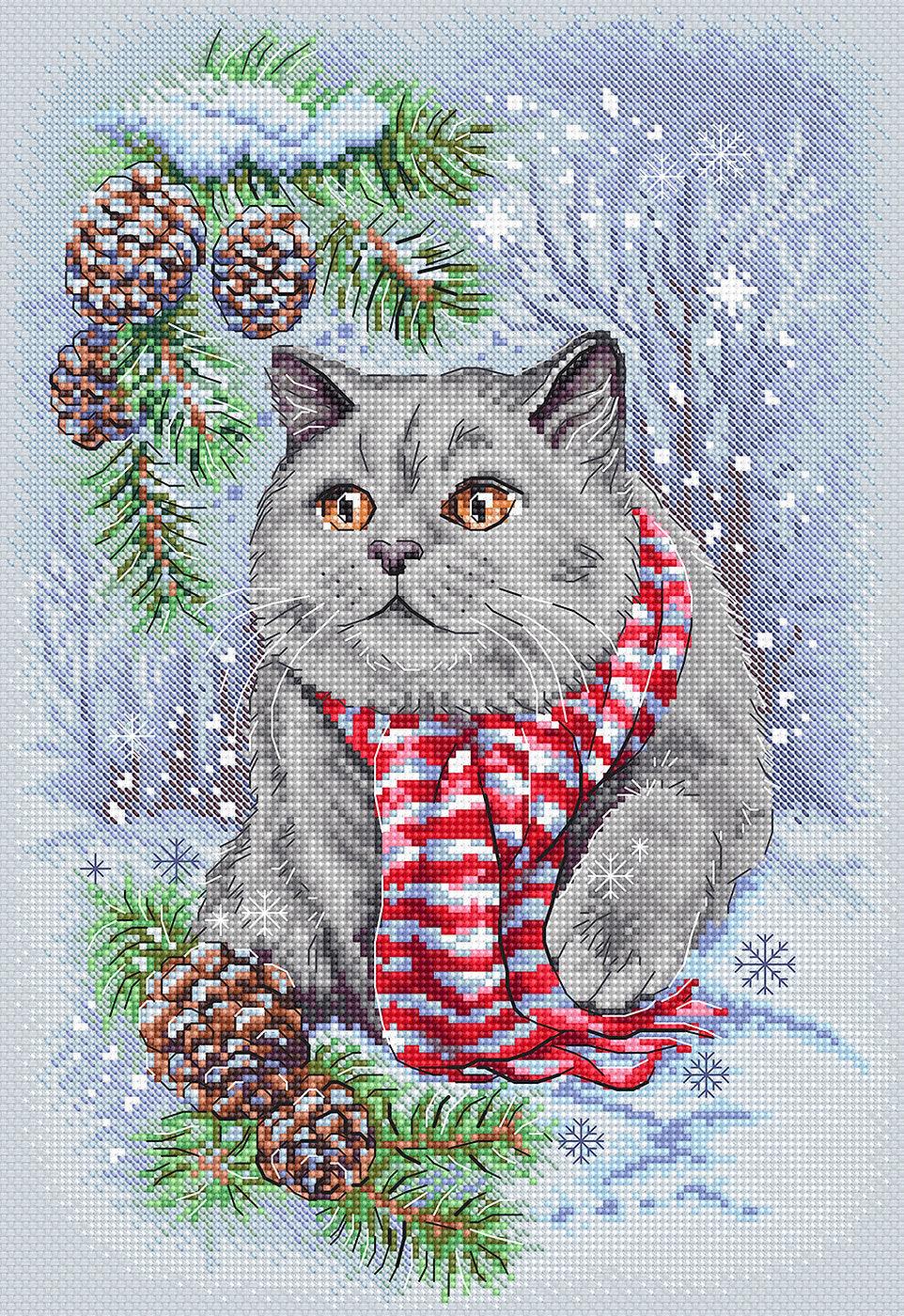 Winter Cat L8997 Counted Cross Stitch Kit