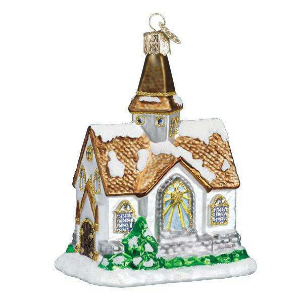 Old World Christmas Winter Cathedral Blown Glass Ornament