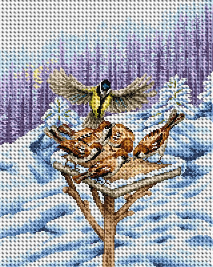 Winter Feeder 2284M Needlepoint canvas for halfstitch without yarn