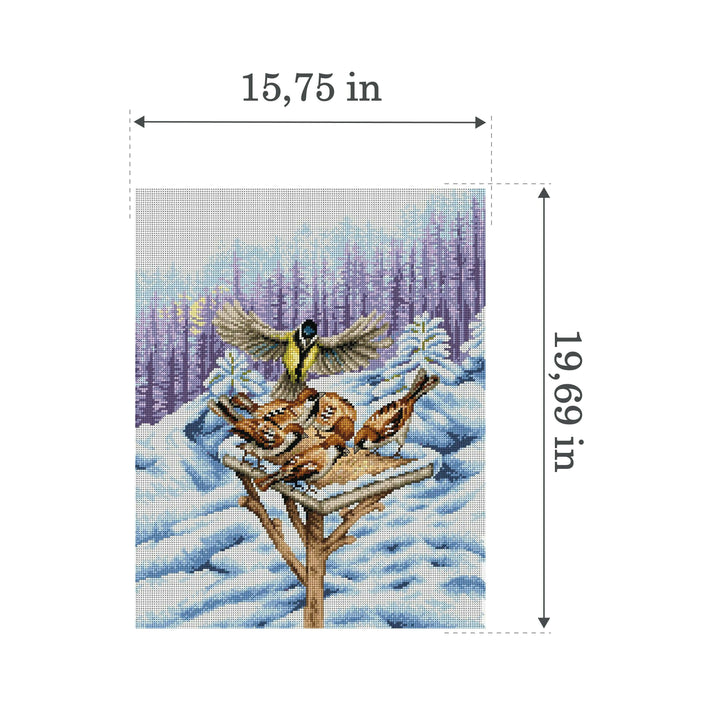 Winter Feeder 2284M Needlepoint canvas for halfstitch without yarn