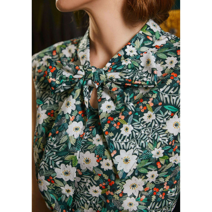 Winter Floral Bow Top