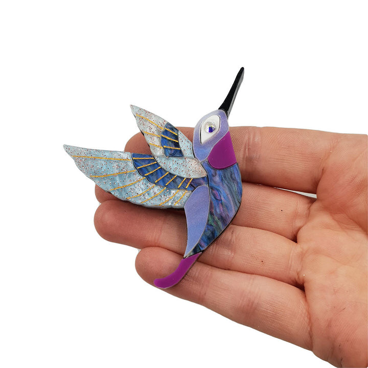 Winter Garden Hummingbird Brooch by Cherryloco Jewellery 2