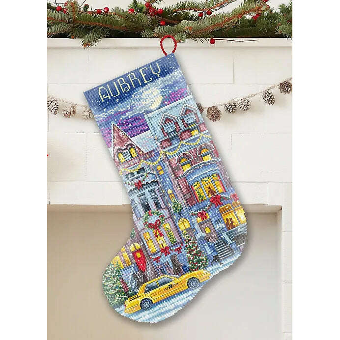 Winter Townhouse Stocking L8085 Counted Cross Stitch Kit