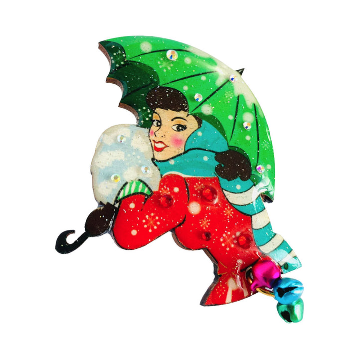 Christmas Umbrella Brooch by Rosie Rose Parker