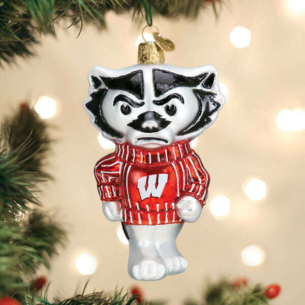 Old World Christmas Wisconsin Bucky Blown Glass Ornament