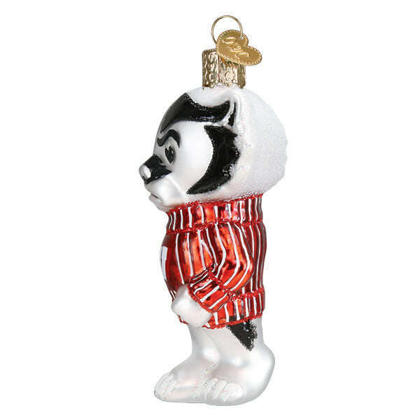 Old World Christmas Wisconsin Bucky Blown Glass Ornament