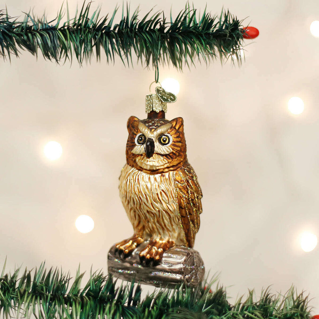 Old World Christmas Wise Old Owl Blown Glass Ornament