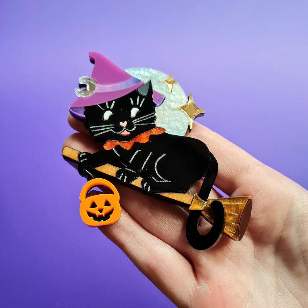 Witch Kitty Brooch by Cherryloco Jewellery 3