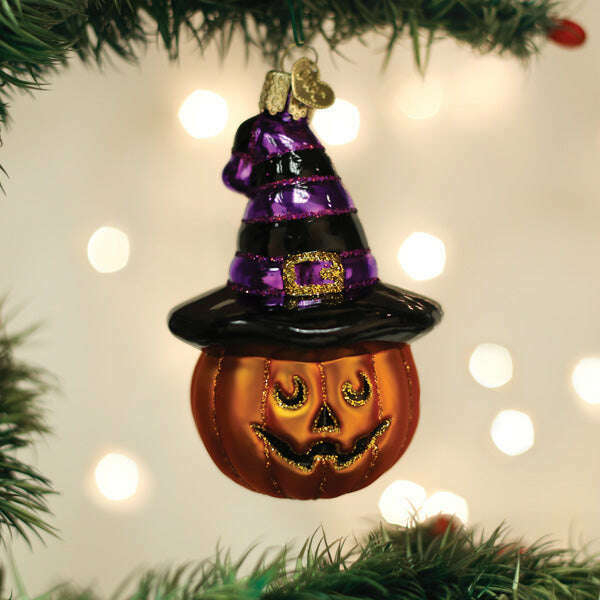 Old World Christmas Witch Pumpkin Blown Glass Ornament