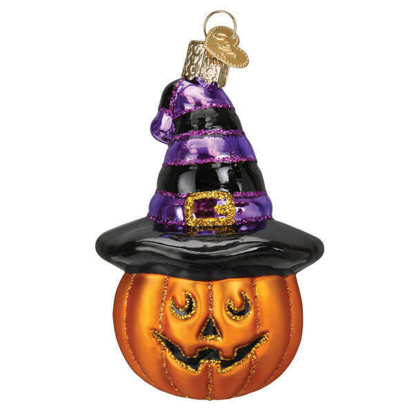 Old World Christmas Witch Pumpkin Blown Glass Ornament