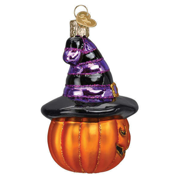 Old World Christmas Witch Pumpkin Blown Glass Ornament