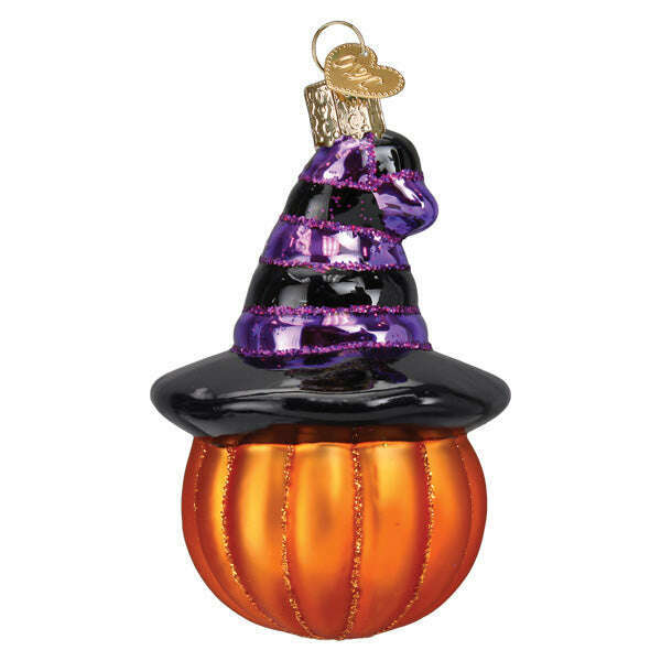Old World Christmas Witch Pumpkin Blown Glass Ornament