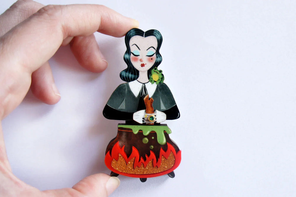 Witch with Cauldron Halloween Brooch by Laliblue - Quirks!