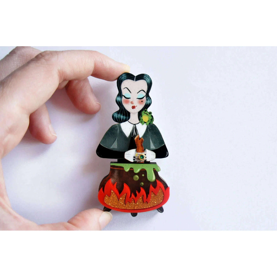 Witch with Cauldron Halloween Brooch by Laliblue - Quirks!