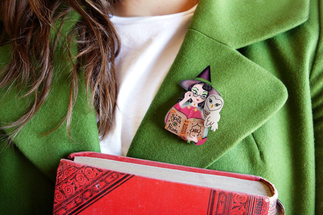 Witch with Owl Halloween Brooch by Laliblue - Quirks!