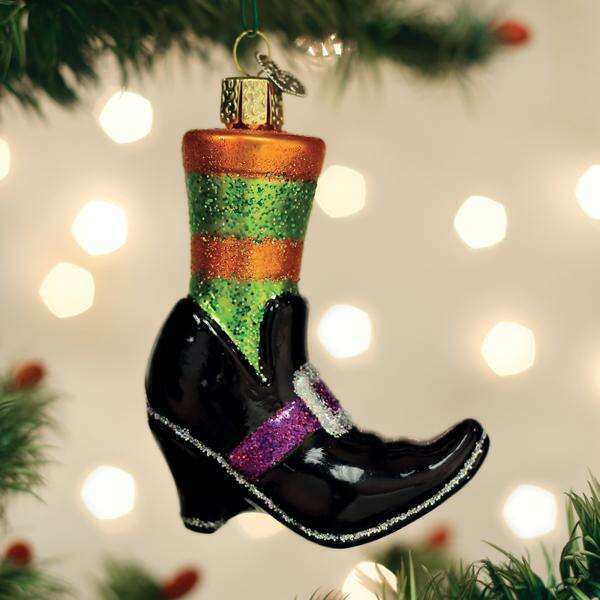 Old World Christmas Halloween Witches Shoe Blown Glass Ornament