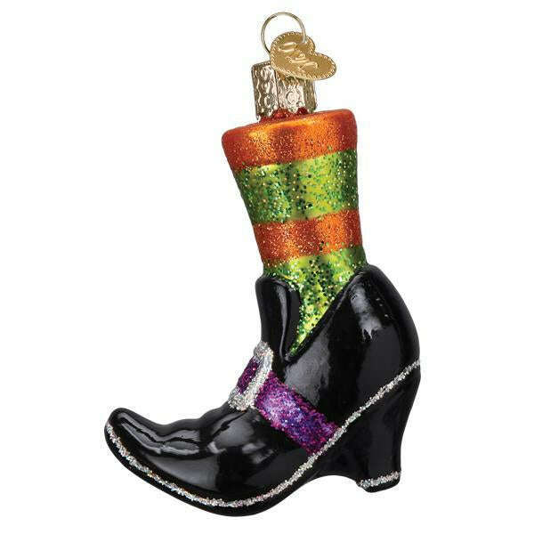 Old World Christmas Halloween Witches Shoe Blown Glass Ornament