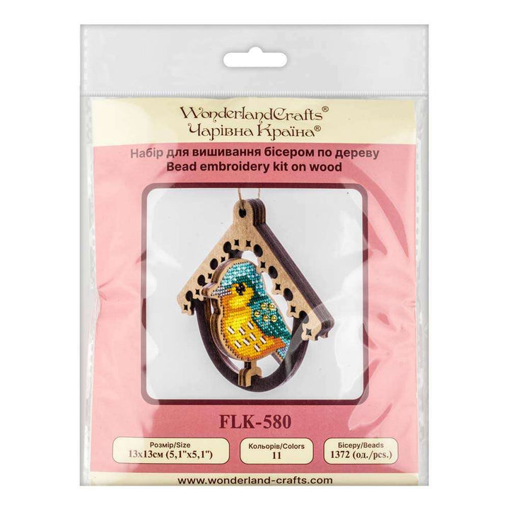 Wooden Bead Embroidery Kit Bird in Birdhouse FLK-580