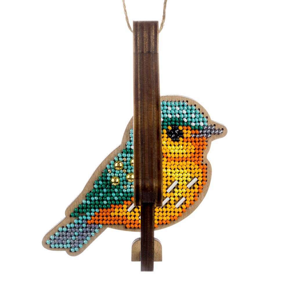 Wooden Bead Embroidery Kit Bird in Birdhouse FLK-580