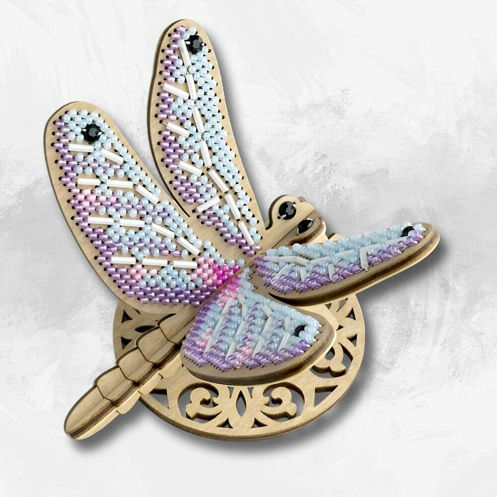 Wooden Bead Embroidery Kit Dragonfly FLK-584