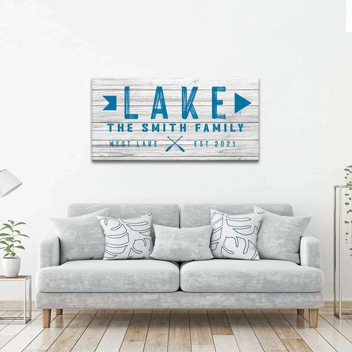 Wooden Lake Arrow Sign