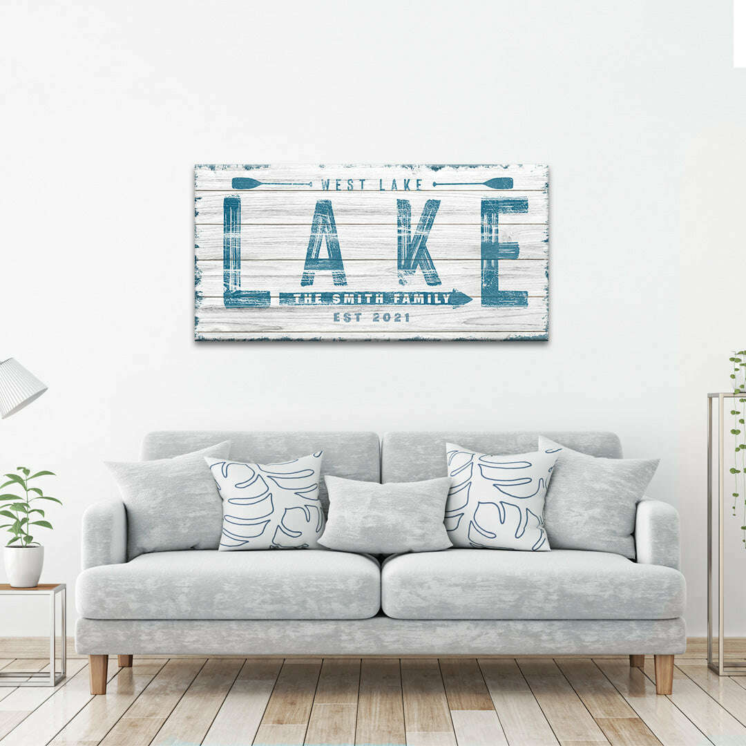Wooden Lake Arrow Sign