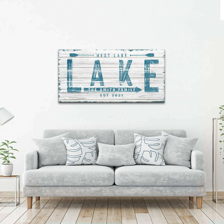 Wooden Lake Arrow Sign