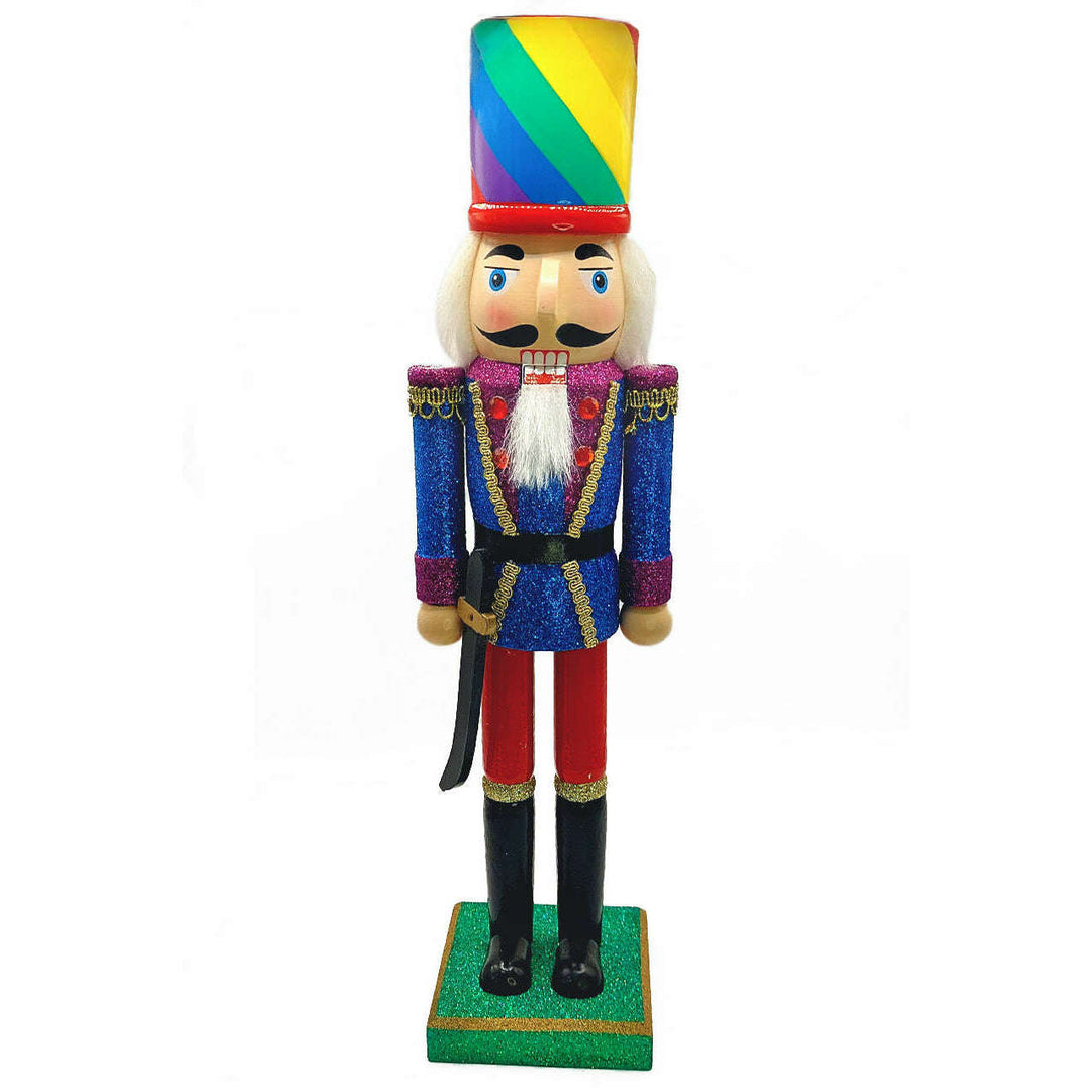 Wooden Rainbow Soldier Nutcracker Wizardi F07M6-10 green stand