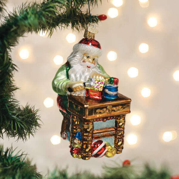 Old World Christmas Workshop Santa Blown Glass Ornament
