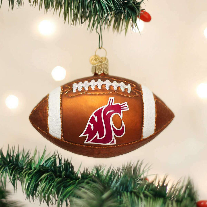 Old World Christmas WSU Football Blown Glass Ornament