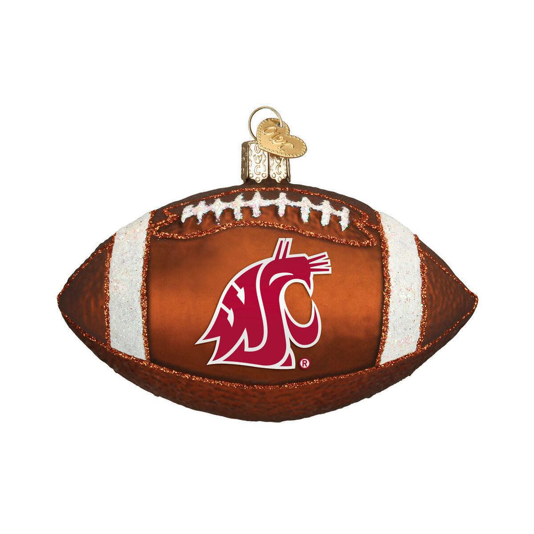 Old World Christmas WSU Football Blown Glass Ornament