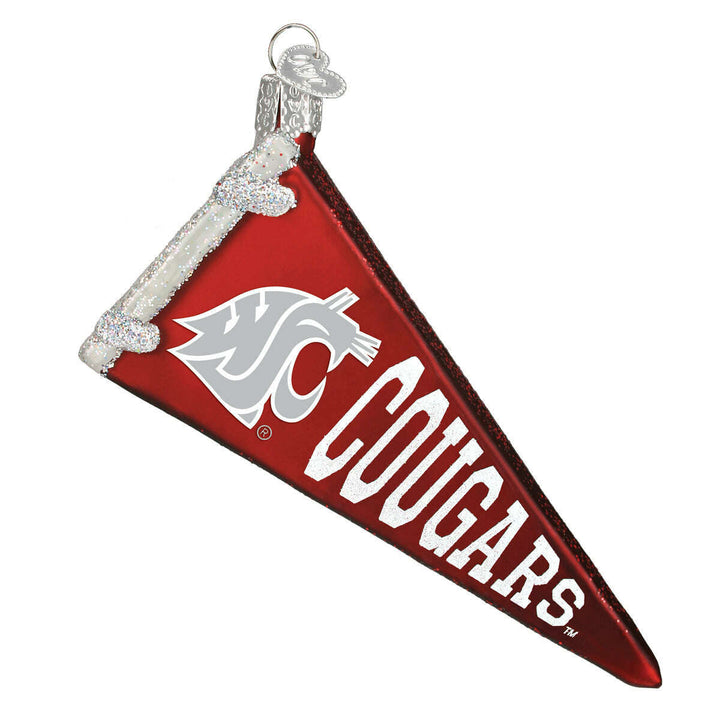 Old World Christmas WSU Pennant Blown Glass Ornament